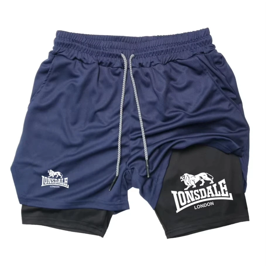 2 in 1 Compression Shorts for Men Gym Workout Running Shorts with Phone Pockets Athletic Quick Dry Activewear