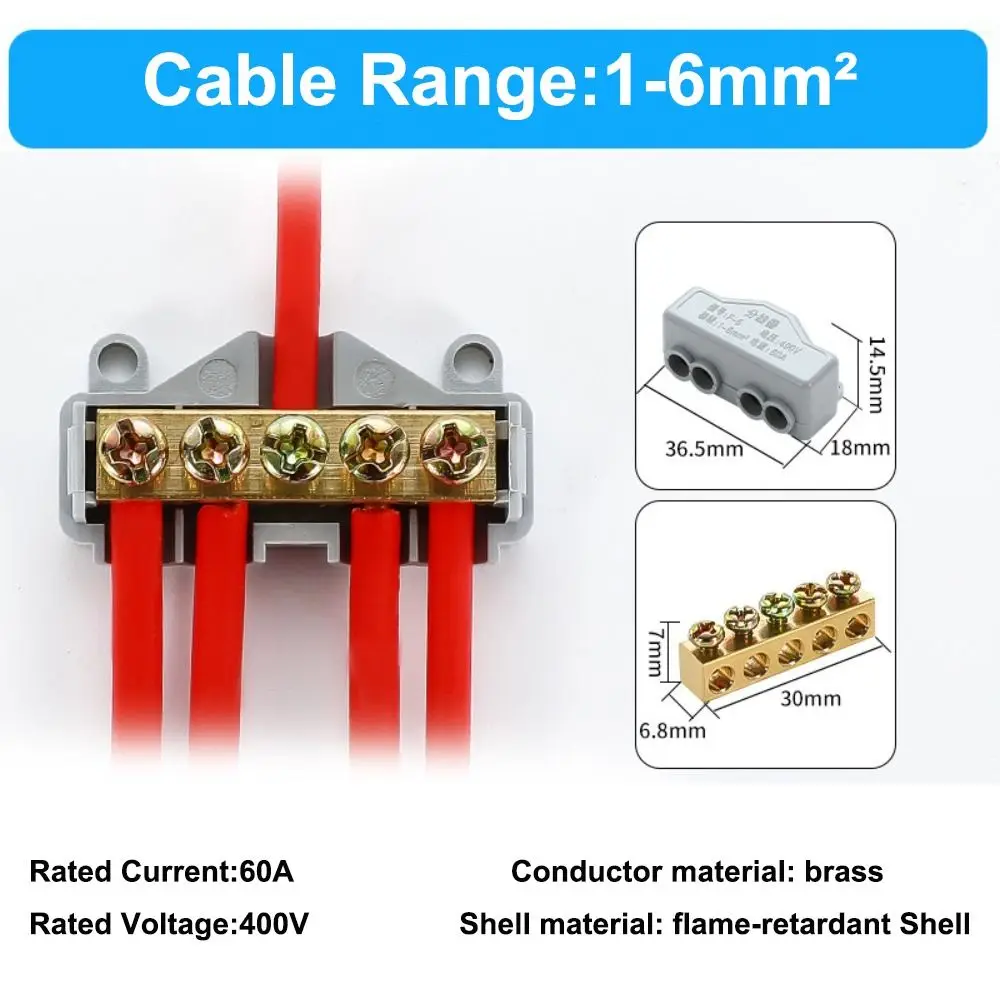 Conector de Cable divisor de alta potencia, bloques de terminales de Cable eléctrico rápido, conectores de caja de conexiones, Conductor de corriente grande, latón