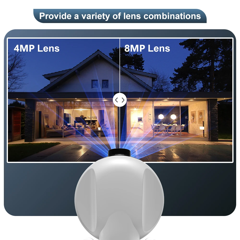 8MP Dual เลนส์กล้อง IP กลางแจ้ง Wifi กล้องเฝ้าระวัง PTZ Dual หน้าจอ AI การติดตามอัตโนมัติความปลอดภัยป้องกันวิดีโอกันน้ํา