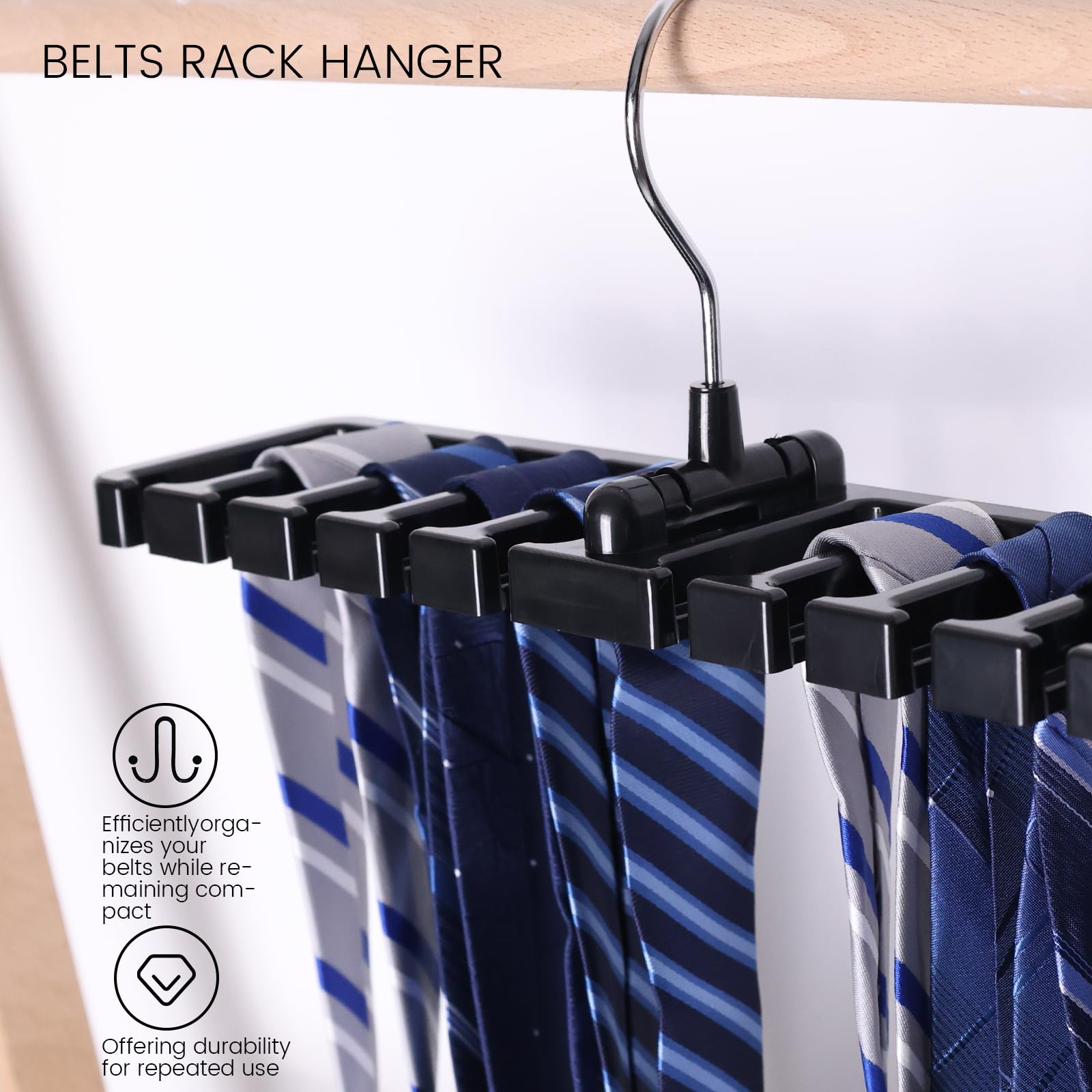 Rack per cinture, Organizer per riporre oggetti, appendiabiti, supporto per armadio, appendiabiti robusti per uomo donna