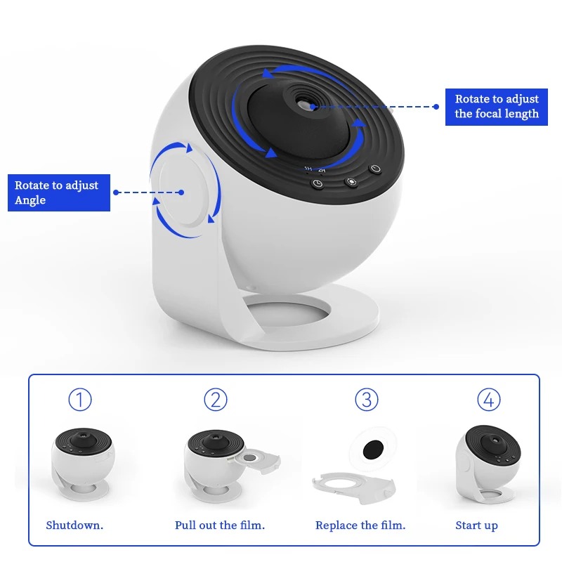 LED Night Light Galaxy Projector โปรเจคเตอร์ Starry Sky 360 ° หมุนโคมไฟกลางคืนท้องฟ้าจําลองสําหรับตกแต่งห้องเด็กของขวัญเด็ก