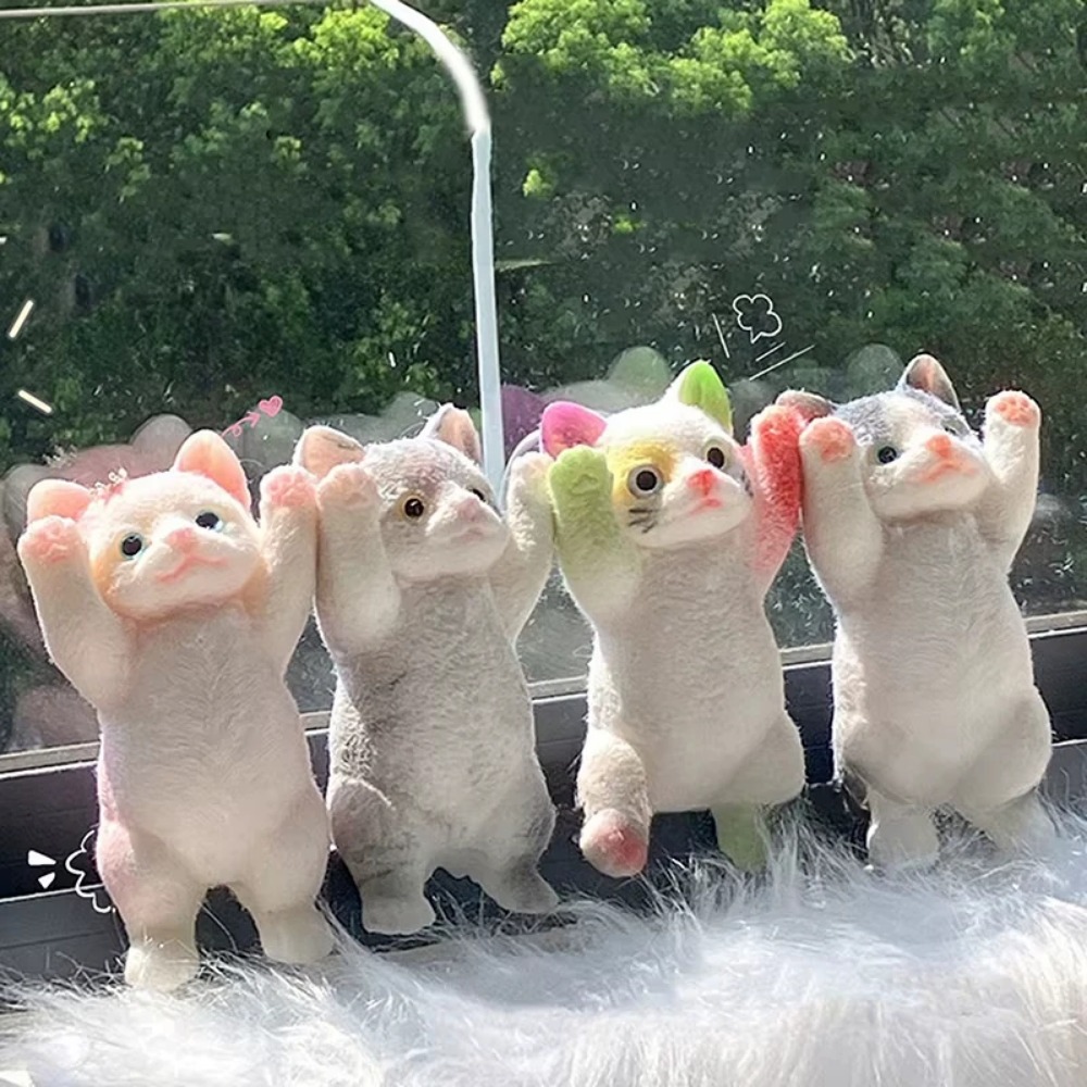 Squishy Cute Beflockung Cat Stress Relief Toy, Extra großes sensorisches Zappelspielzeug für Kinder Erwachsene Angst Entspannung, Squeeze Gift