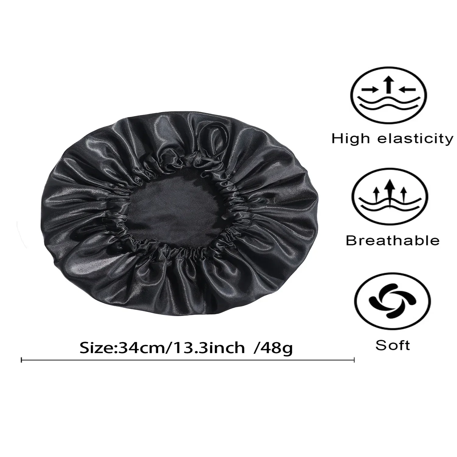 Novo grande gorro de cetim sedoso noite dormir boné de cetim com cabeça gravata banda bonnet rendas até touca de chuveiro encaracolado trança cabelo