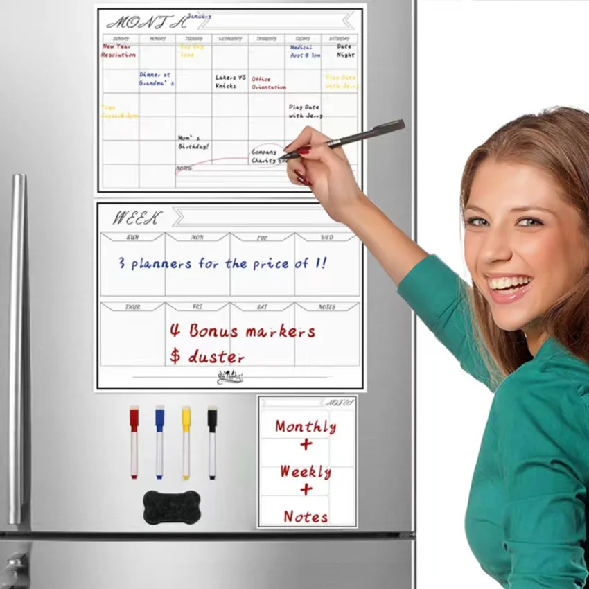 Mensile settimanale Planner magnete magnetico cancellabile a secco calendario frigorifero lavagna lavagna presentazione forniture ufficio scuola