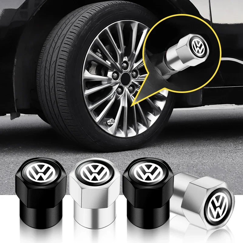 4szt Kołpaki zaworów opon samochodowych Emblemat metalowy Pokrywka Akcesoria Stylizacja samochodu Do Volkswagen MK6 MK5 MK4 MK7 Golf-4 5 6 7 Passat Ibiza