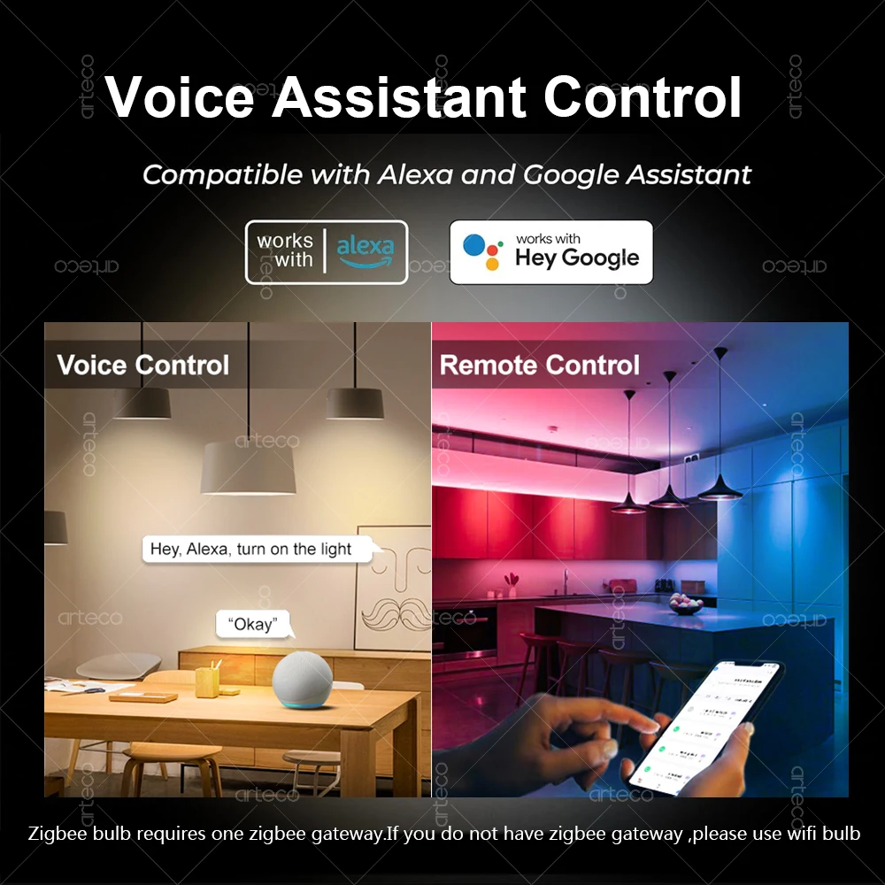 EWelink E27 E14 GU10 Lampadina intelligente WiFi Zigbee, lampadina a LED dimmerabile Lampada RGB CW Funziona con Alexa Amazon Google Home Yandex Alice