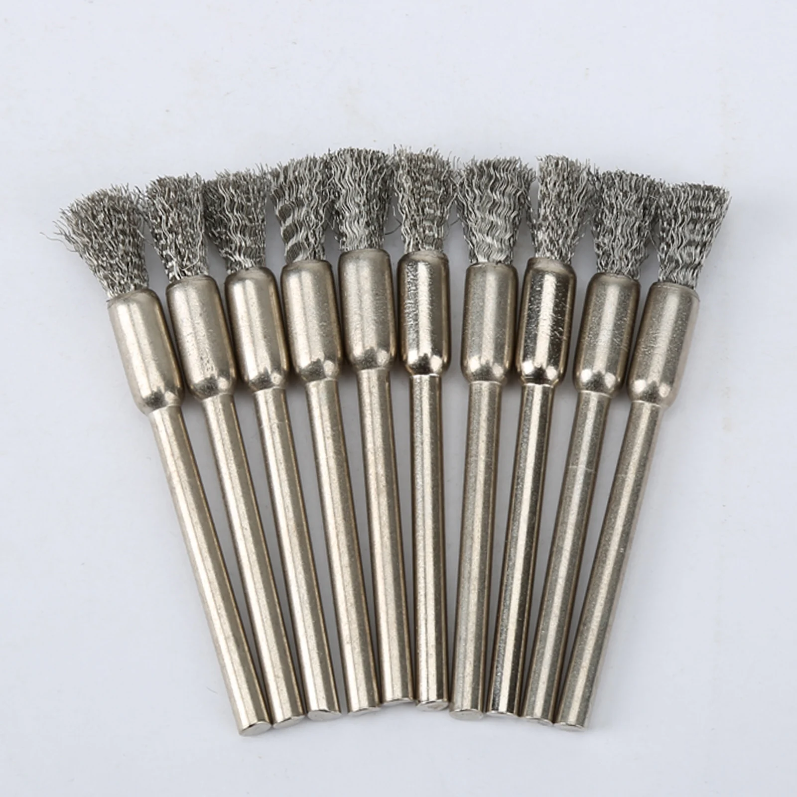Bộ 10 Bút Chì Bút Thép Không Gỉ Gắn Dây Bánh Bàn Chải 3.17Mm Vít Mandrel Bộ Điện Dụng Cụ Quay Nhám dụng Cụ