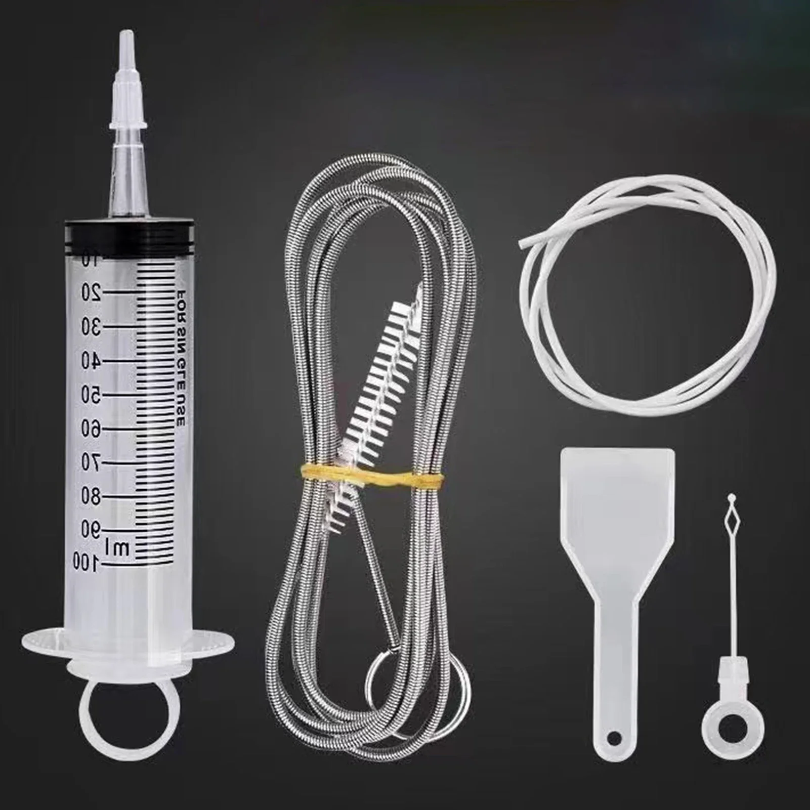 Kit de cepillo de limpieza para drenaje de refrigerador, cepillo de lavado, jeringa de succión, manguera de 1,5 M, limpiador de agujeros de drenaje para nevera, palo de dragado antiobstrucción