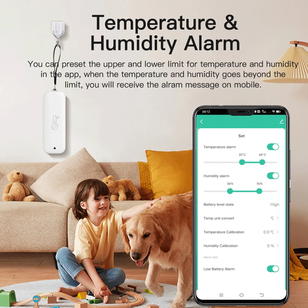 Tuya-Sensor de temperatura y humedad, resistente al agua, WiFi IP65, aplicación remota para hogar inteligente, Control SmartLife, funciona con el asistente de Google Alexa