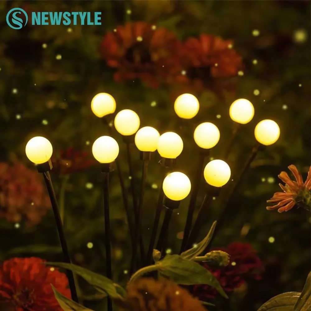 Solar-LED-Gartenleuchte, Glühwürmchen-Außenleuchten, 8–10 LEDs, wasserdicht, Camping, Weihnachten, dekorativ, beleuchtet automatisch in der Nacht