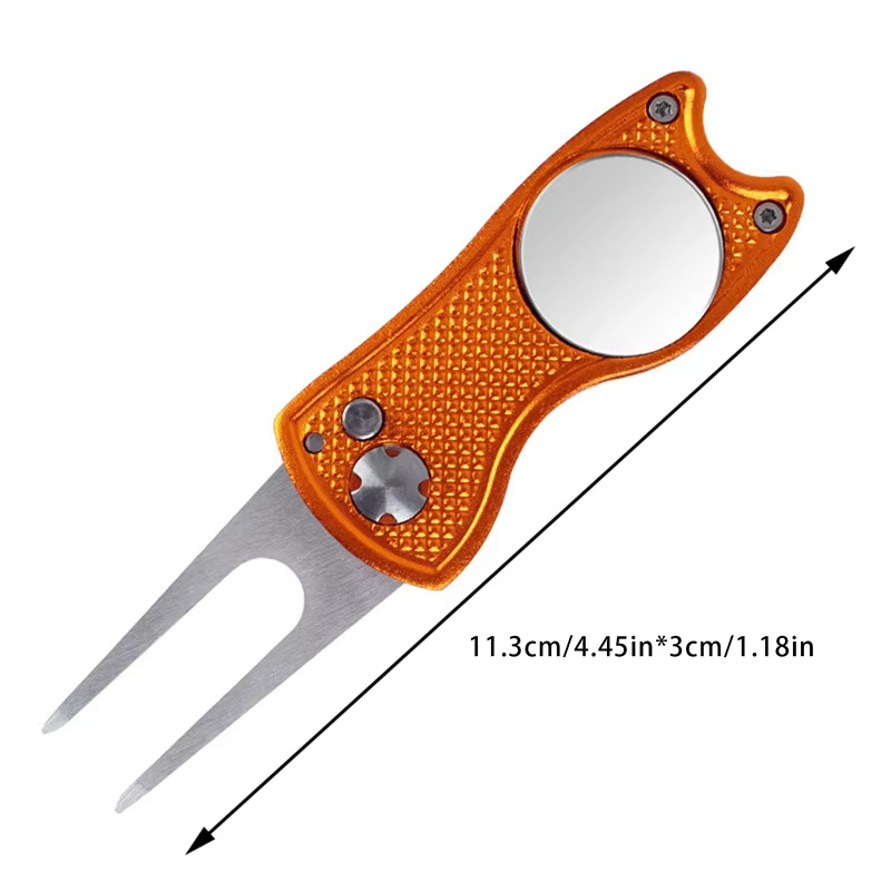 1Pc Foldable Golf Divot Repair Tool with Golf Ball Tool Pitch Groove Cleaner Golf Accessories Putting Green Fork Training Aids