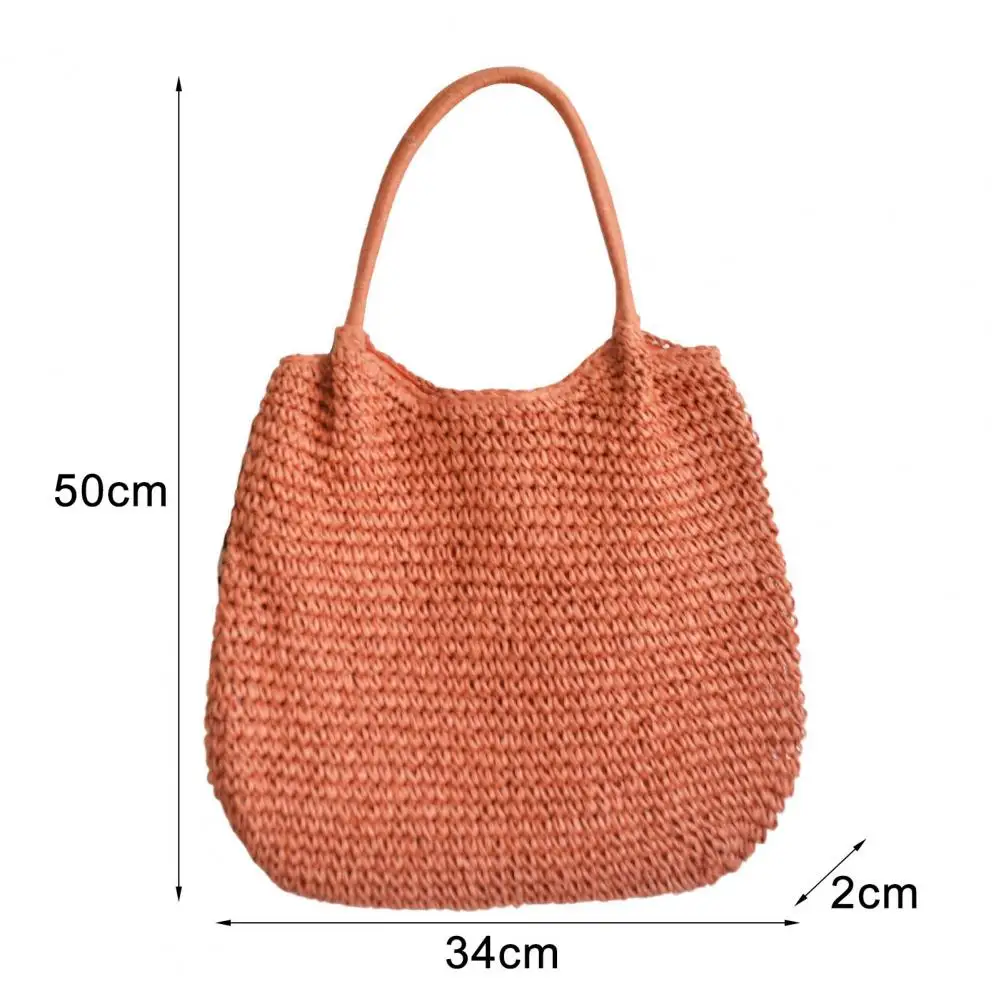 Frauen Stroh Häkeln Tasche mit Farbigen Perlen Ästhetische Stroh Tasche Große Kapazität Gestrickte Tote Handtasche Damen Tägliche Handtasche