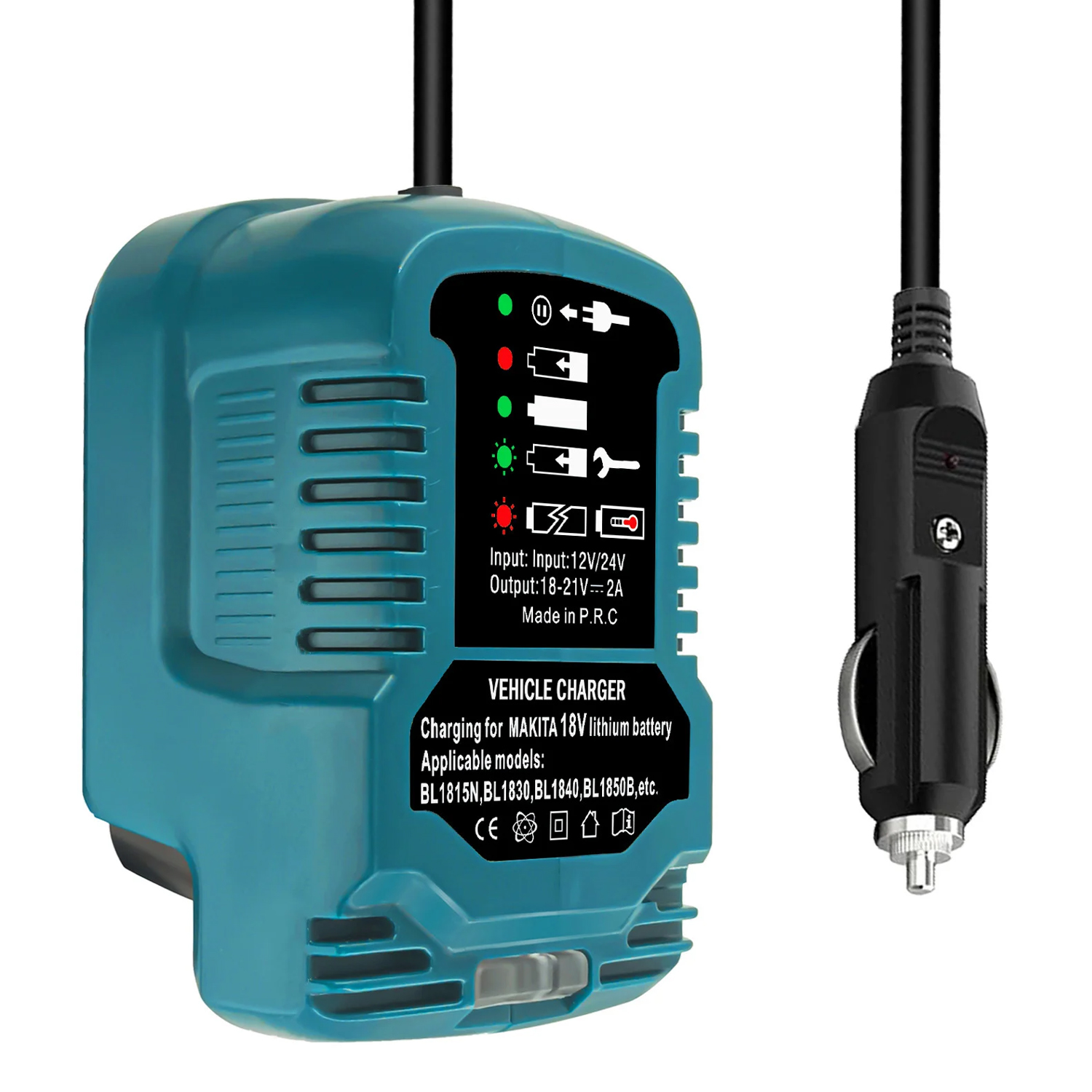 DC 12V/24V Li-Ion Batterie Mini Kompakte Auto Ladegerät Zigarette Leichter Stecker Mit LED Für Makita 18V LXT Batterie BL1860 BL1830