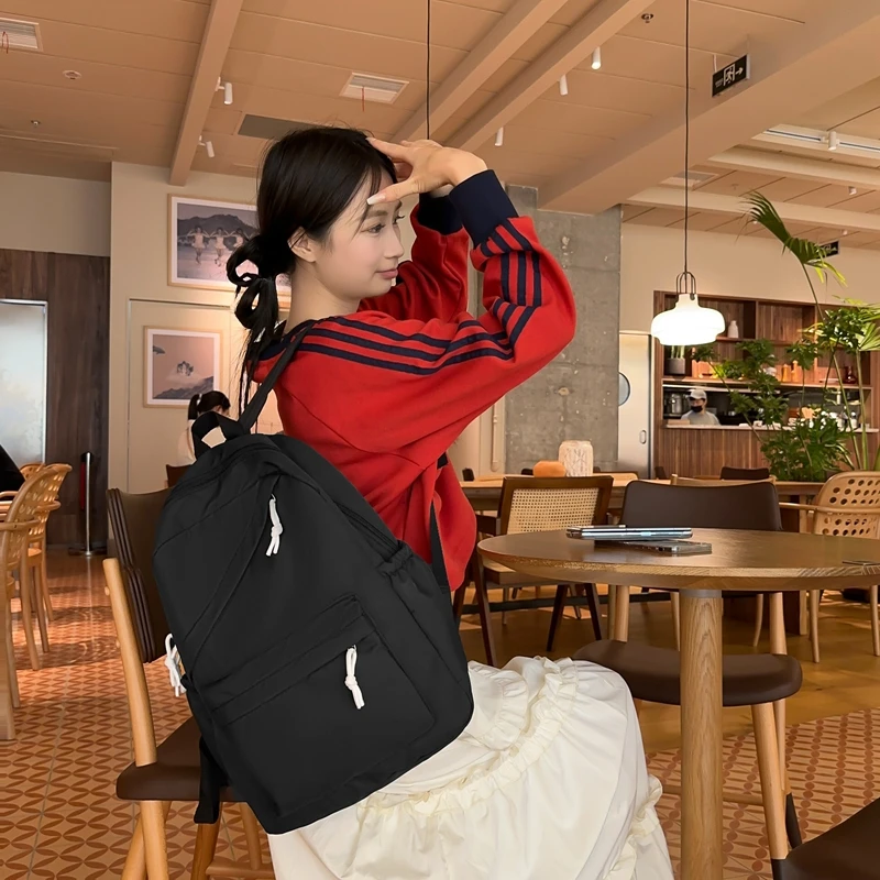 Simple Solid Color Casual Backpack, Lightweight Versatile High School Student Bag, Versatile Solid Color Daypacks ForHangingOut