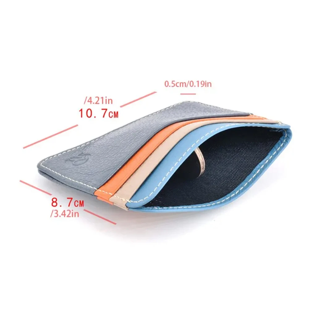 Retro First Layer กระเป๋าหนังแท้พร้อมช่องสล็อต Super Thin 100% หนังแท้ Bank Card Holder กระเป๋าใส่เหรียญ Sort กระเป๋าสตางค์