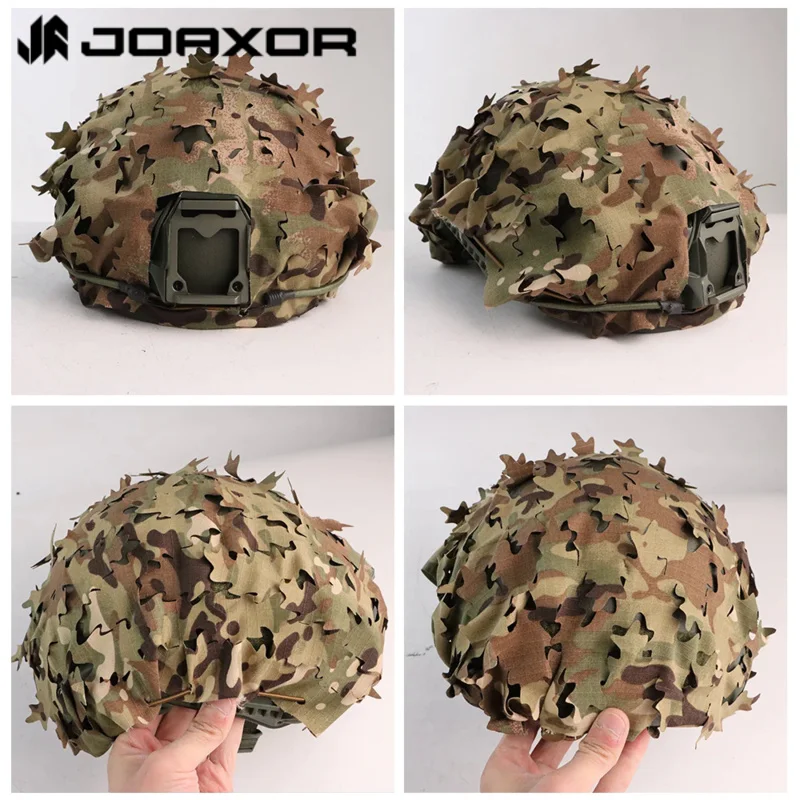 JOAXOR หมวกกันน็อคยุทธวิธี Breathable ตาข่าย Camo Camouflage หมวกกันน็อกเหมาะสําหรับยุทธวิธีทหารเกียร์ COMBAT Fast HELMET