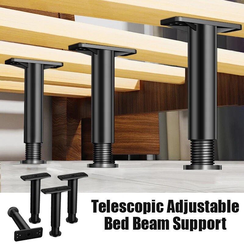 2PCS Telescopic Adjustable Heavy-Duty Support Leg for Bed Frames & Furniture - Robust Plastic Steel, Easy Install