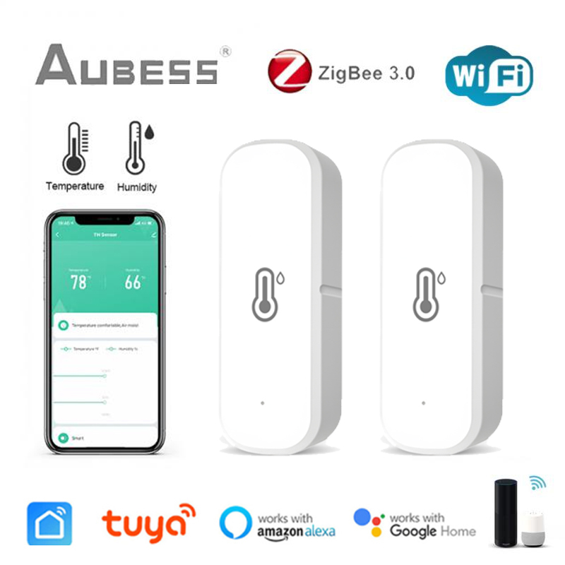 Tuya-Sensor inteligente de temperatura y humedad para el hogar, dispositivo con WiFi, Monitor remoto con aplicación SmartLife, funciona con Alexa y Google Home