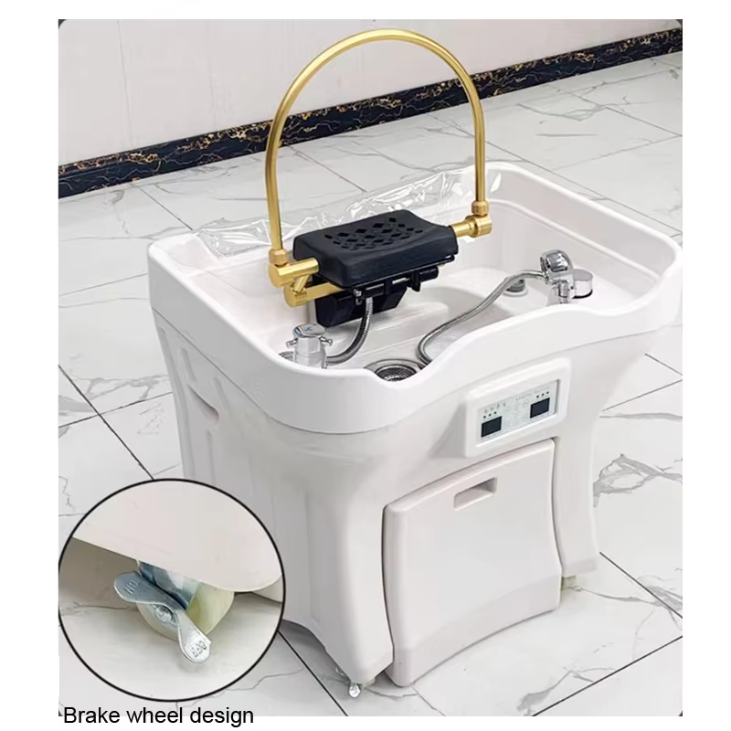 White Head Spa Fiberglass Bed Head Shampoo Bowl Hair Spa Washing Shampoo Basin Portable Head Spa Sink