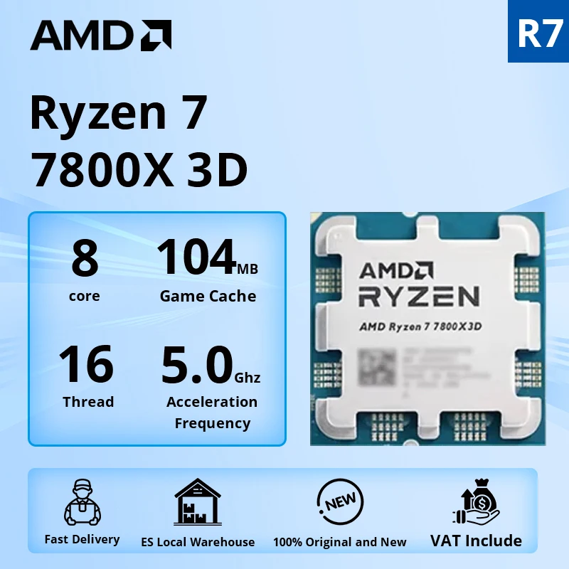 AMD RYZEN 7 7800X3D CPU Processore di gioco AMD R7 7800X3D 8-Core 16-Thread 5NM 96M Socket AM5 Senza ventola Cache di gioco Hot No Fan