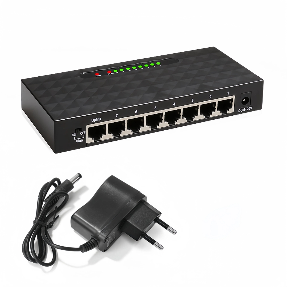 Conmutador de red Gigabit de 8 puertos, 1000Mbps, conmutador inteligente Ethernet, concentrador RJ45 de alto rendimiento, divisor de Internet para enrutador Wifi