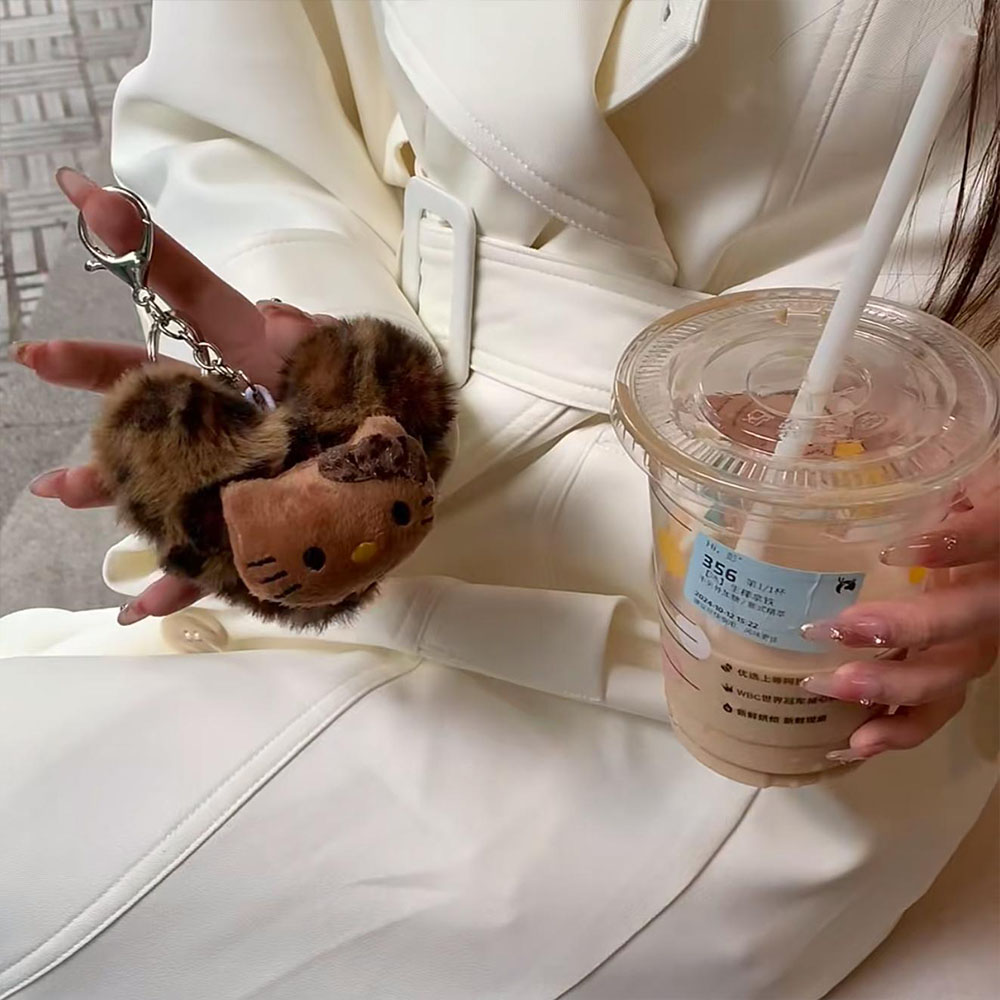 Hellokitty retro leopardo boneca pingente sanrio kawaii anime brinquedo chaveiros dos desenhos animados moda saco acessórios chaveiros presentes de natal