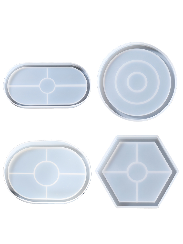 1Pcs Oval Tray Silicone Mold Hexagon Coaster Epoxy Resin Mold for DIY Jewelry Plate Storage Holder Crafts Home Decoration