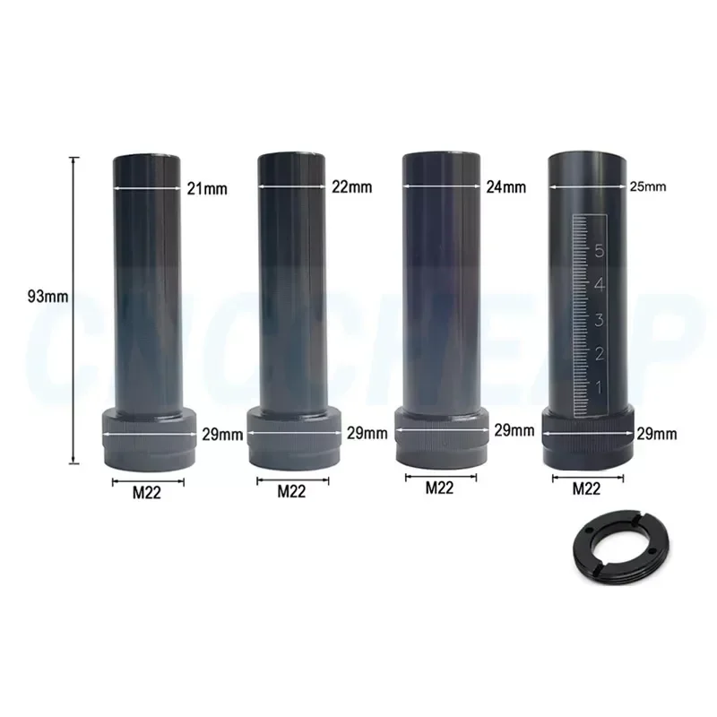CO2 Laser Lens Tube Outer Diameter 25mm 24mm 22mm 21mm for Lens Dia.20mm FL 50.8/63.5/101mm Air Nozzle Output Laser Machine