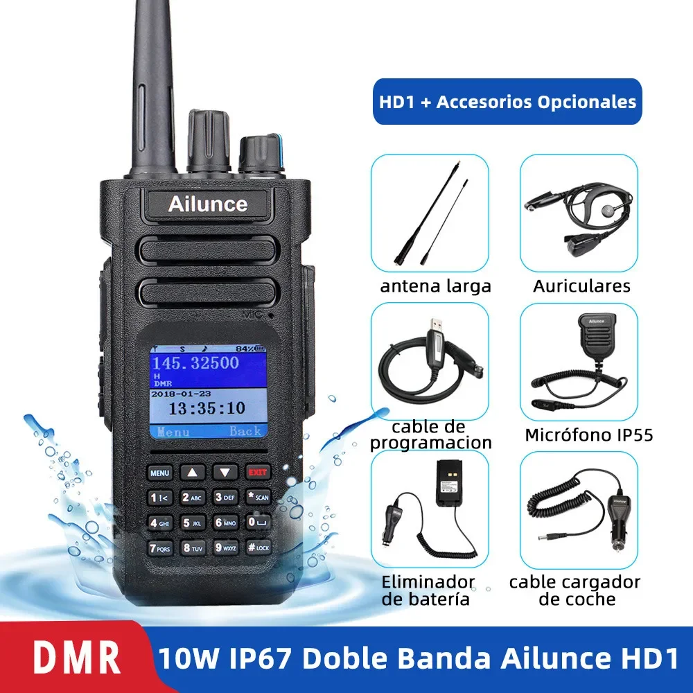 Ailunce HD1 DMR Walkie Talkie Emisoras de Radioaficionado Largo Alcance PTT Radio Multibanda UHF VHF Ham Radio Portátil Walkie Talkie Profesional Radioaficionado Emisora Radio