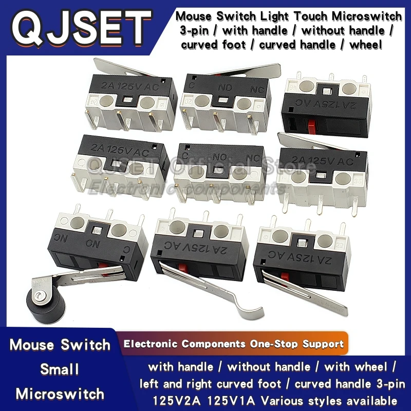 10 ชิ้น Micro Limit Switch Momentary Push ปุ่มสวิทช์ 1A 2A125V AC แผ่นสวิทช์ 3 Pins ยาว Roller Lever Arm SPDT 12X6X6 มิลลิเมตร