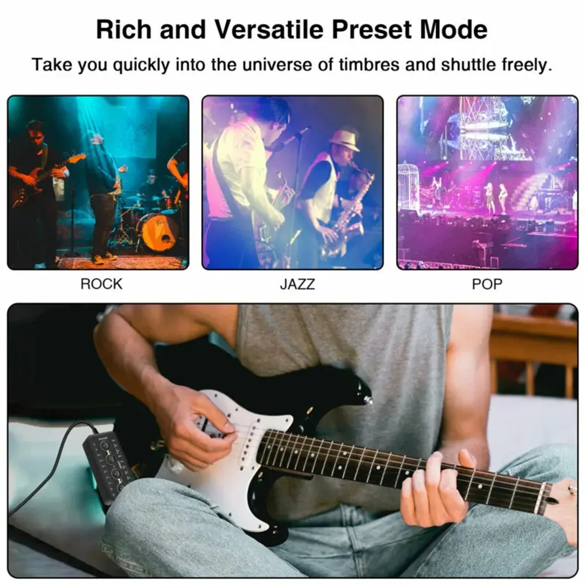 M-VAVE H8 Amplificatore per cuffie per chitarra Mini amplificatore per cuffie ricaricabile portatile Effetto riverbero con ritardo integrato per basso elettrico