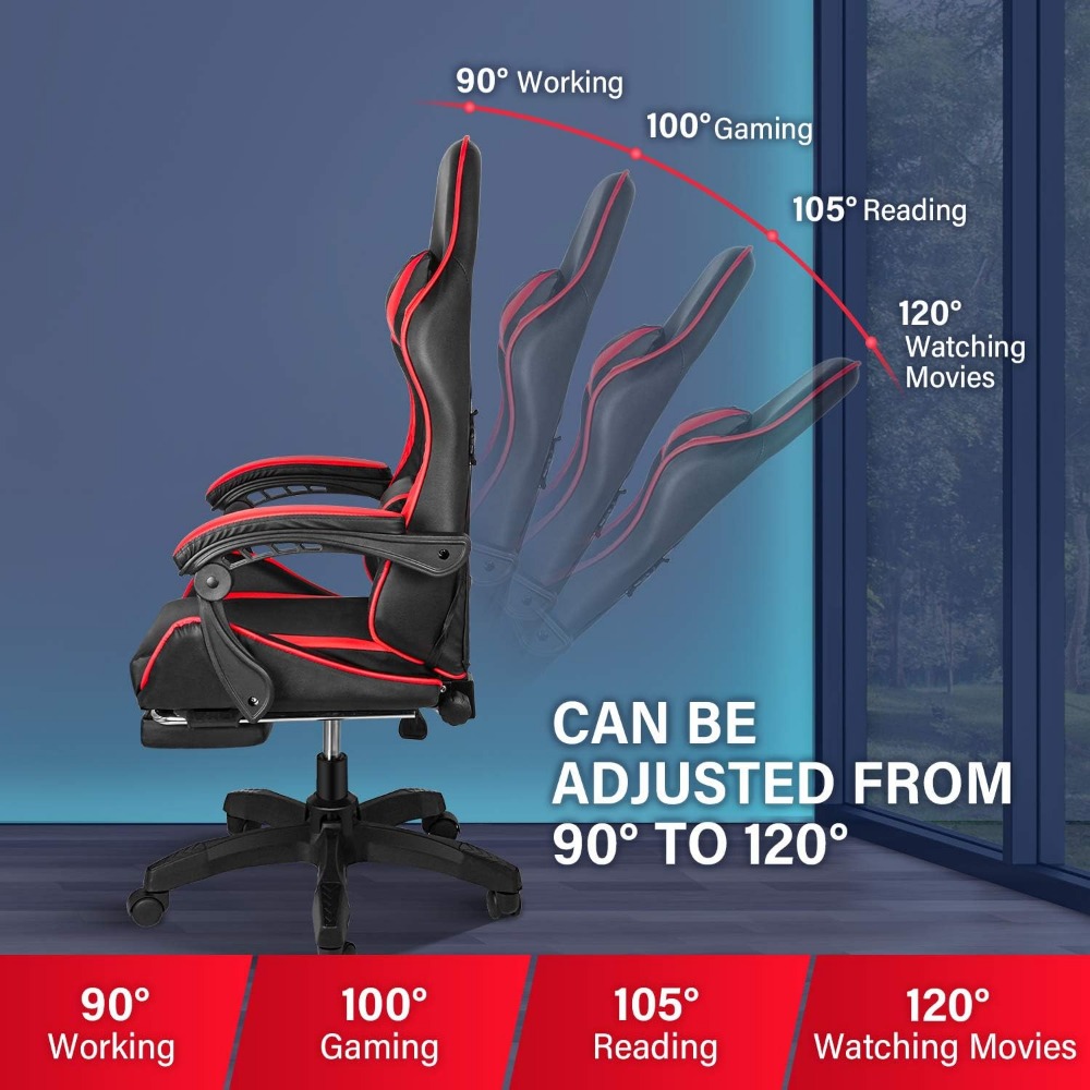 Gaming Chair, Backrest and Seat Height Adjustable Swivel Recliner Racing Office Computer Ergonomic Video Game Chair