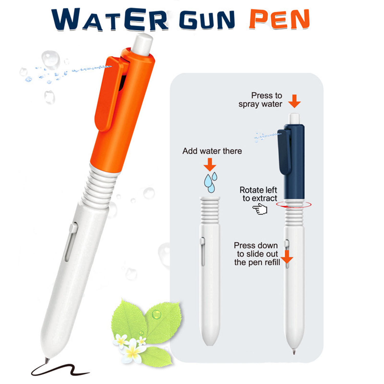 Teasing fountain pen, water gun, decompression interactive new and unique toy, decompression parody, can be used for writing