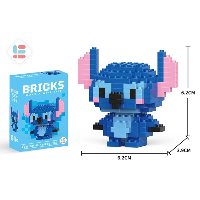 Stitch Disney Princess Elsa LinaBell Building Blocks Mickey Mouse Duck Mini Action Figures บล็อกประกอบของเล่นอิฐเด็กของขวัญ