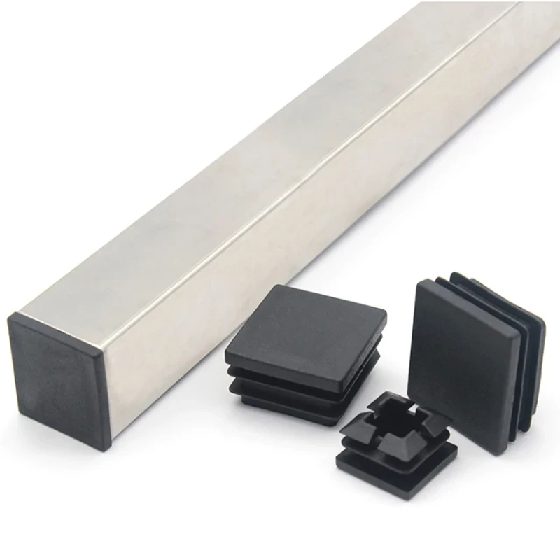 พลาสติกสแควร์สีดําฝาปิดท้ายเฟอร์นิเจอร์ขาท่อแทรกปลั๊ก Bung ตกแต่งฝุ่น 10x10 มม.-100x100 มม.