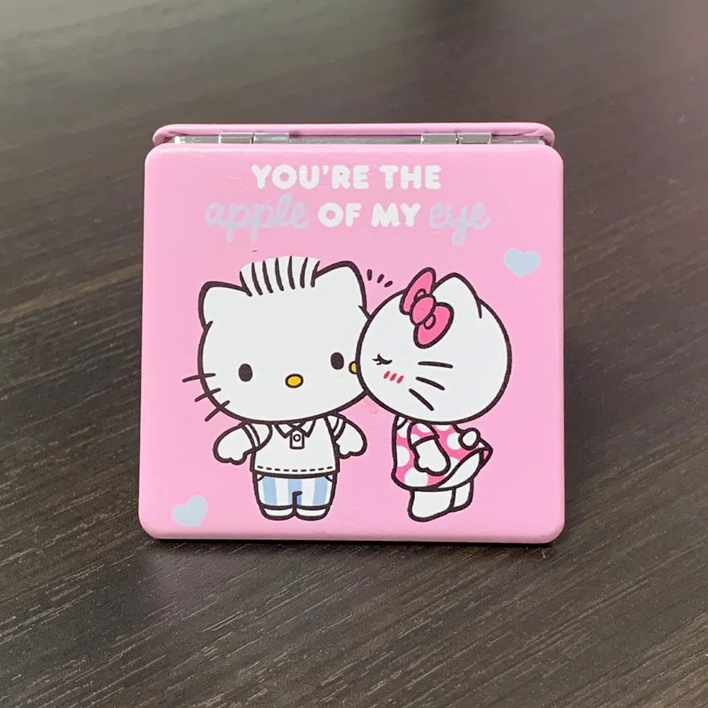 Hello Kitty Mirror Portable Small Mirror Hello Kitty Sanrio Portable Folding Mirrors Double-Sided Pattern Makeup Gift For Girl