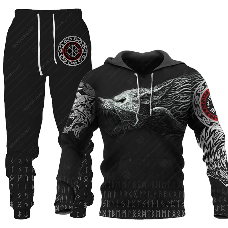 늑대 3d 인쇄 까마귀 바지 정장 남성 가을, 겨울 캐주얼 운동복 풀오버 남성 Tracksuit 세트 패션 남성 의류 정장