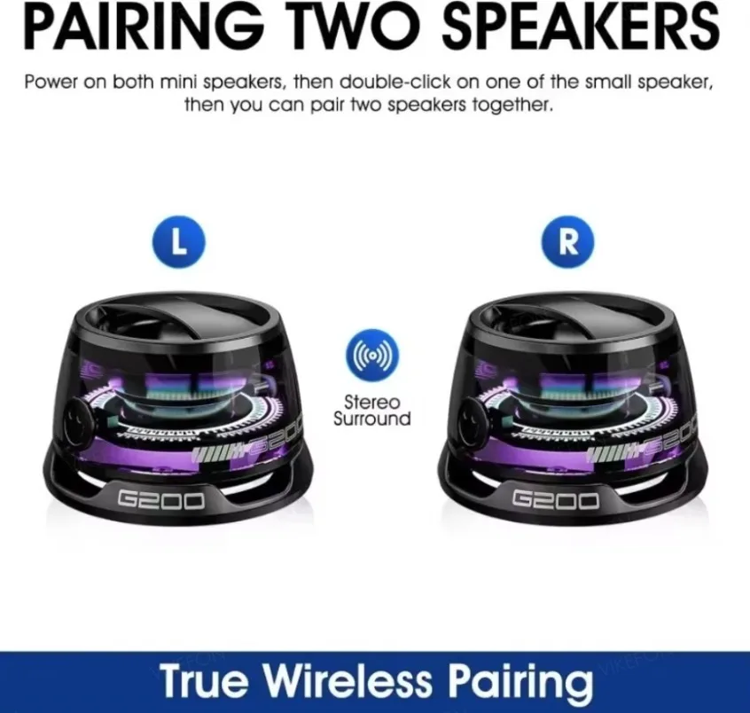 Zewnętrzny magnetyczny głośnik Bluetooth Bezprzewodowy przenośny głośnik stereo podróżny z kolorowym światłem RGB i mini uchwytem na telefon dla ios