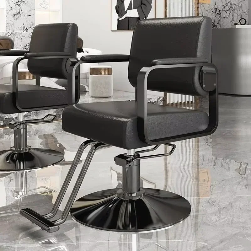 Cadeira de barbeiro clássica moderna, móveis masculinos de luxo, cadeira giratória, descanso para os pés profissional, sillon de barbeiro, móveis de barbearia