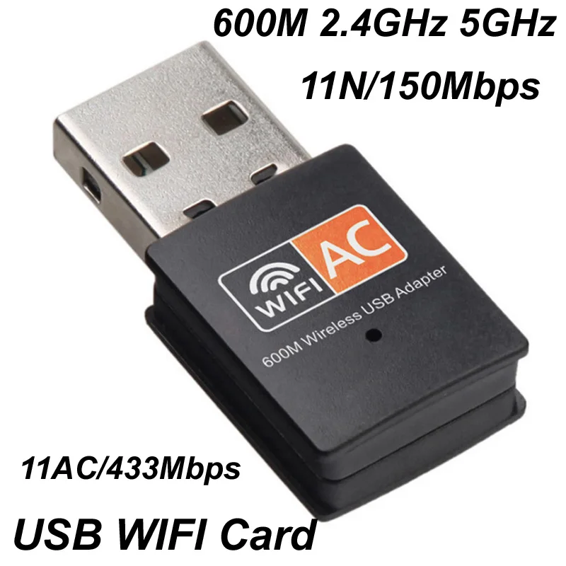 150 m/300 m/600 mbps 2,4 GHz + 5 GHz Dual Band USB Wifi Adapter Draadloze Netwerkkaart Draadloze USB WiFi Adapter Dongle PC Netwerk