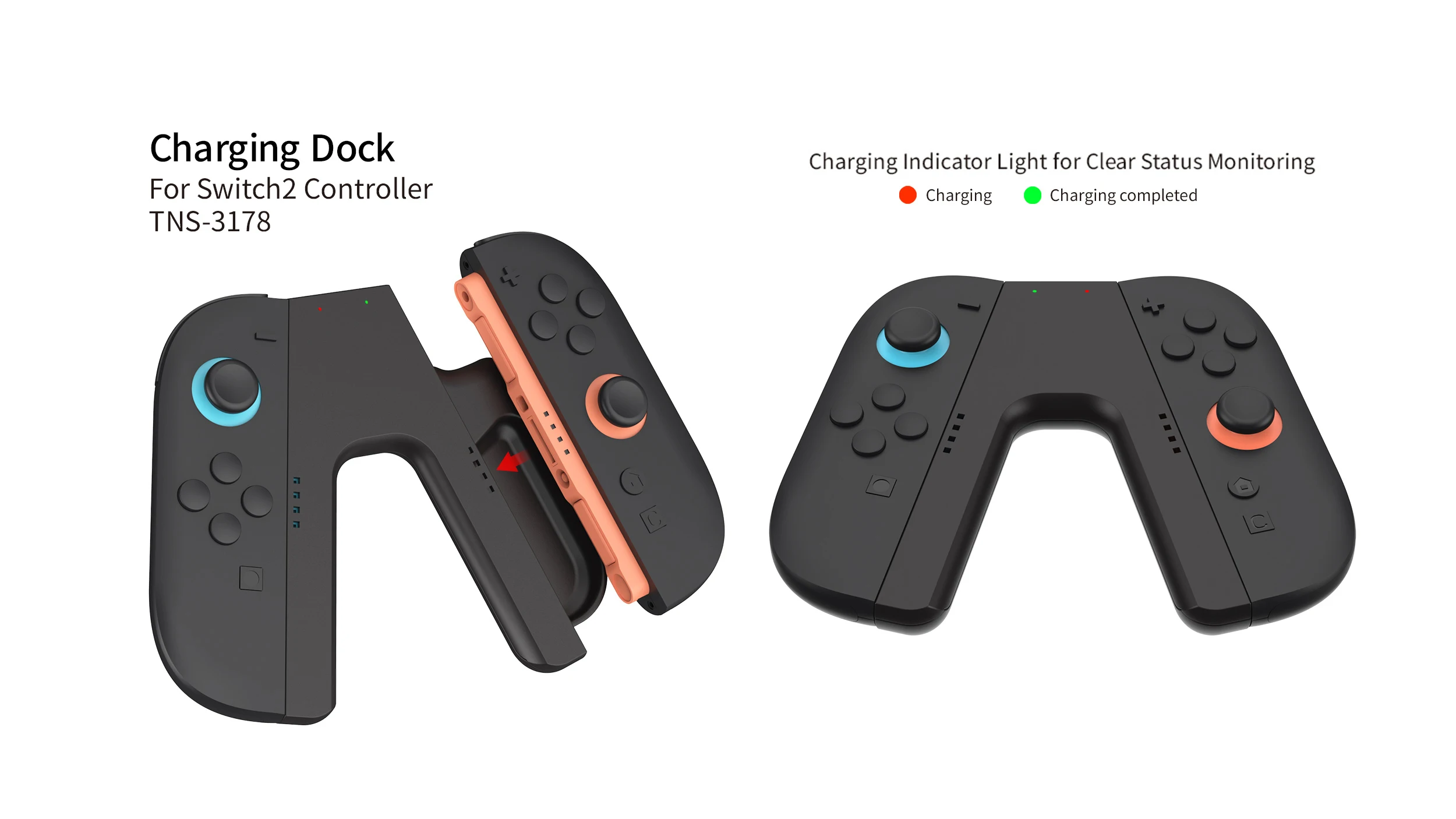 NS Switch 2 用充電グリップ Joy-con コントローラーポータブルハンドル充電ドックステーション NS Switch 2 ゲームアクセサリー用