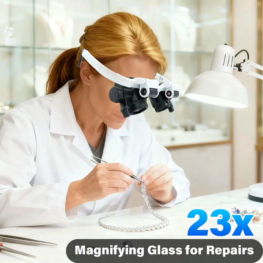 Hot sell Wearing Magnifier Glasses Magnifying 8X 15X 23X 2LED Professional Magnifier Glasses for Reading Jewelers Repair