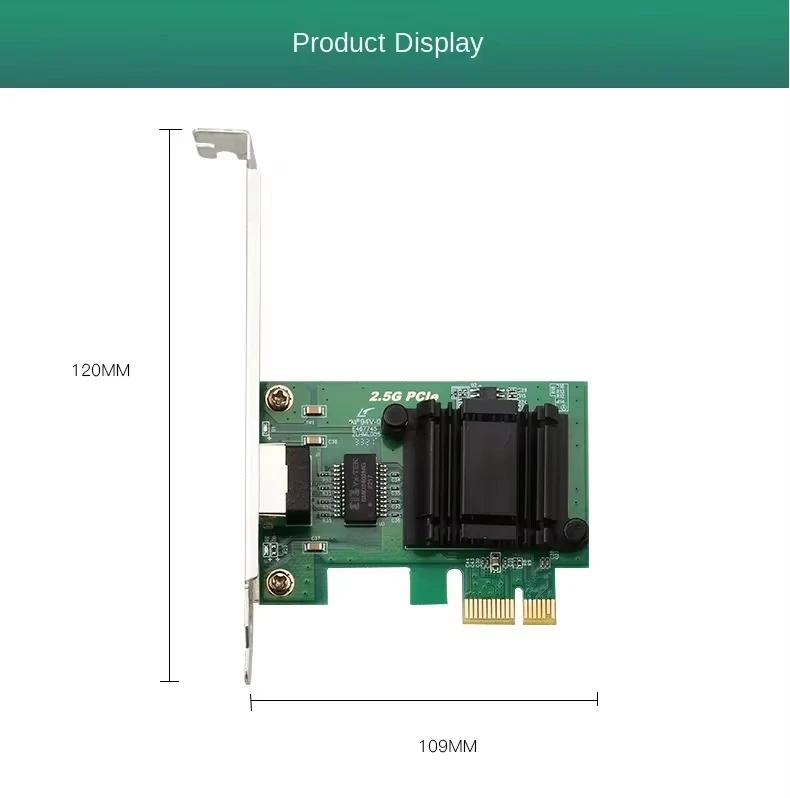 2.5G i225 PCIE To RJ45 Network Card 100/1000/2500Mbps RJ45 Interface LAN Etherent Gigabit Adapter For PC/Desktop