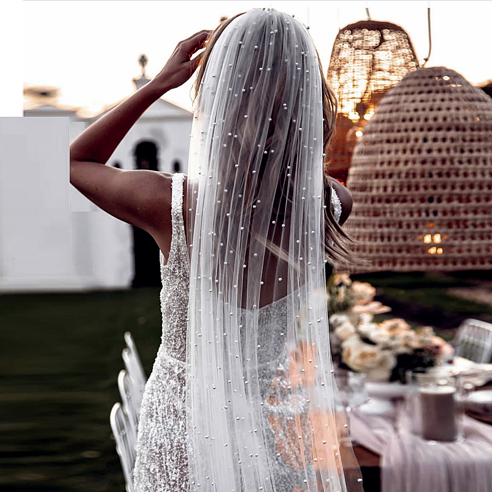Véu de casamento curto para noiva, pérolas, véu de noiva com pente, tule macio, acessórios de casamento, venda quente, presente para noiva g05