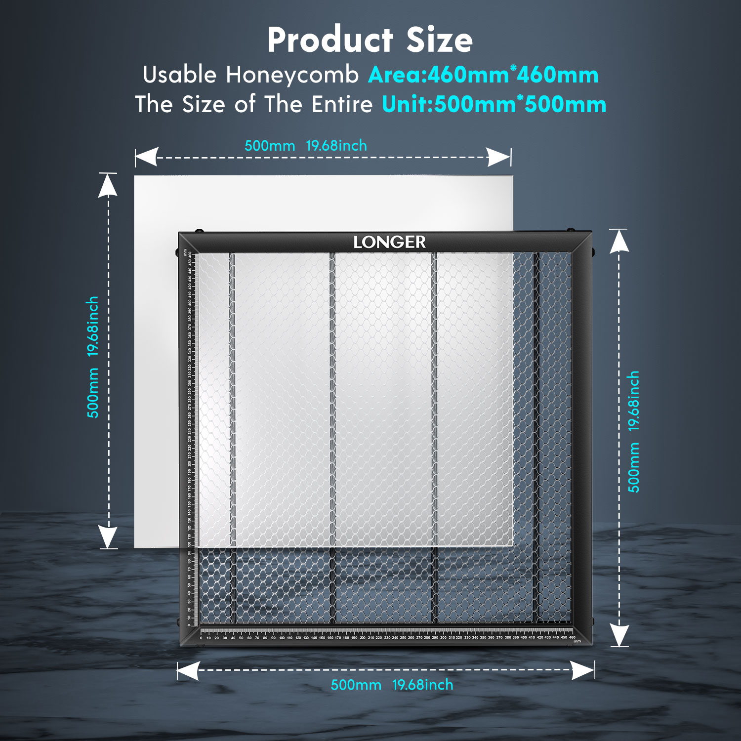 Laser Cutting Aluminum Panel Honeycomb Working Table for CO2 or diode Laser Engraver Cutting Machine 500x500x22mm