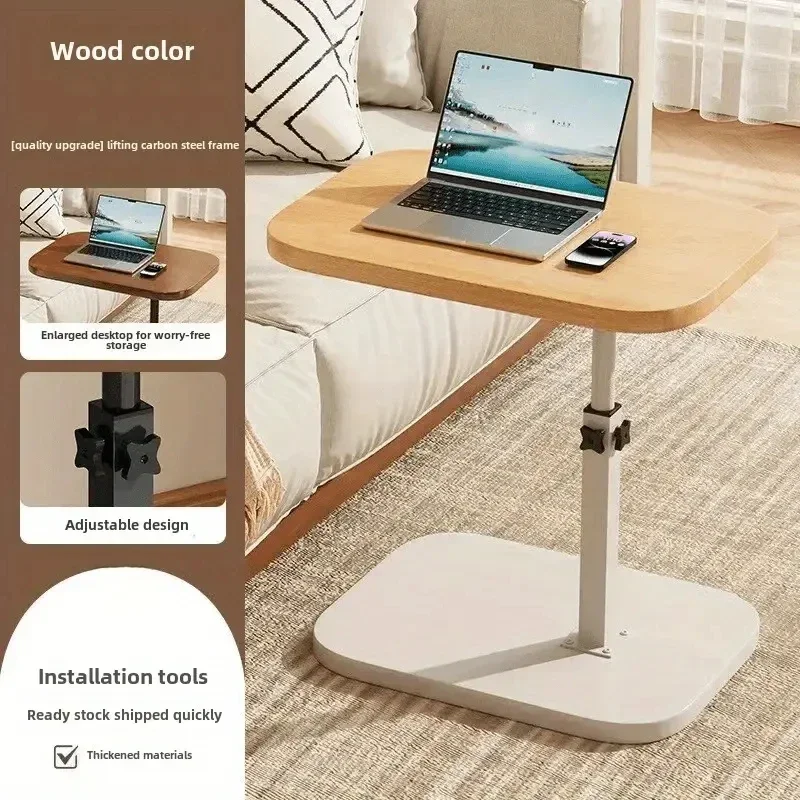 โต๊ะข้างโซฟาหรูหราปรับความสูงได้รูปตัว C โต๊ะกาแฟแบบพกพาโต๊ะท้ายสำหรับ RV โฮมออฟฟิศห้องนั่งเล่นห้องนอน