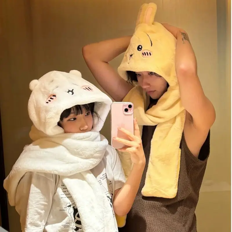 Anime Chiikawa bufanda de felpa sombrero guantes Triple Kawaii Usagi Hachiware niñas cálido Otoño Invierno dulce grueso Festival niñas regalo