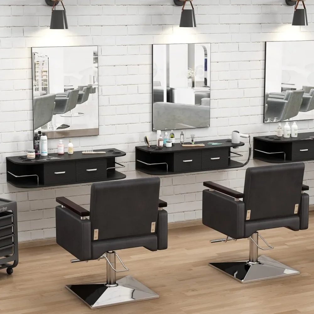 Modern Styling Station with 2 Drawers and 5 Tool Holders, Beauty Spa Barber Salon Equipment Set