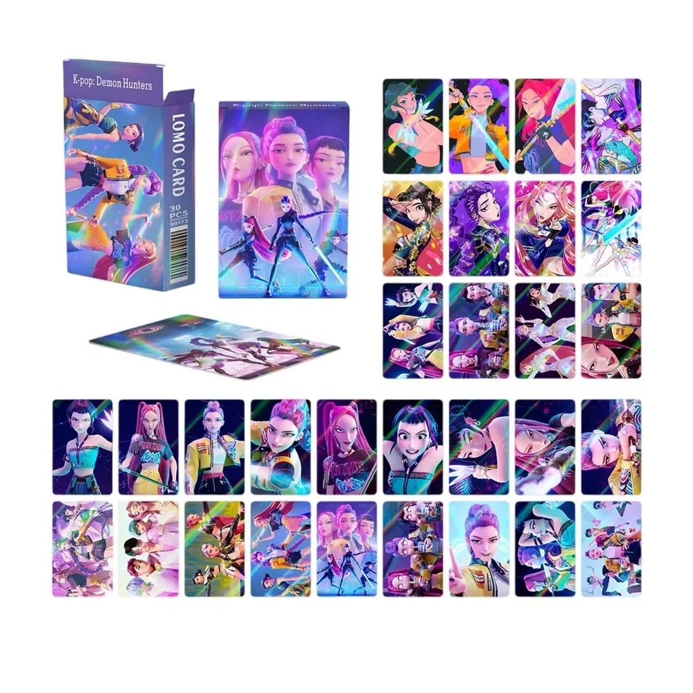 30 PCS K-POP Demon Hunters Huntrix Derpy Photocards Anime Conjunto colecionável para fãs de K-POP Merch/Jogos de cartas comerciais