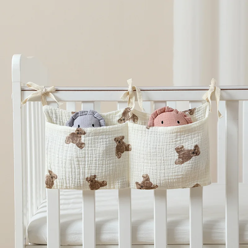 Saco de armazenamento de cabeceira do bebê organizador de berço pendurado saco para bebê multi-purpose recém-nascido cama pendurado fralda brinquedo tecido